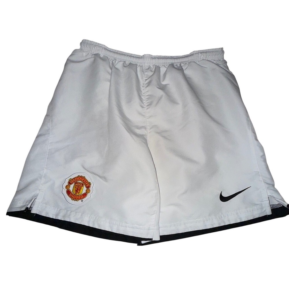 Nike‎ Youth Manchester United Soccer Shorts Medium White Athletic Blokecore